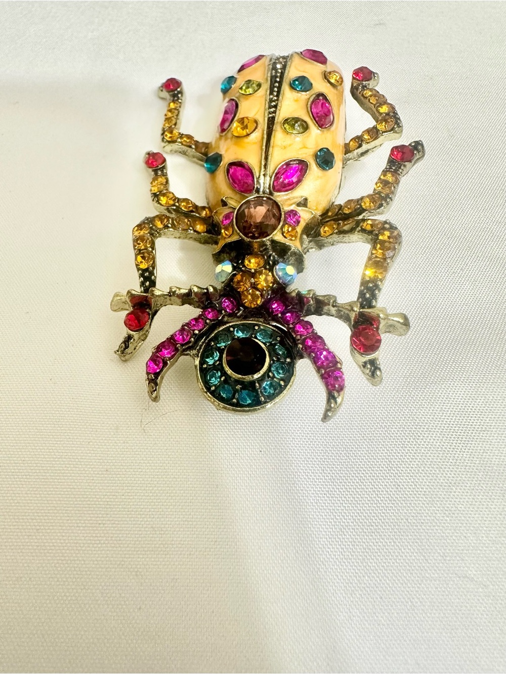 Vintage Bejeweled Bug Decorative Brooch - Vibrant Accent Pin